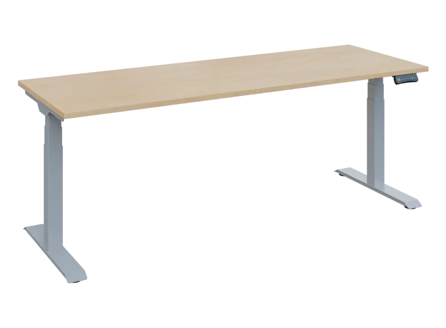 Fleximax 27-20 výškově nastavitelný stůl, kovová podnož stříbrná, deska 25 mm, široký 2000 mm, bříza irská